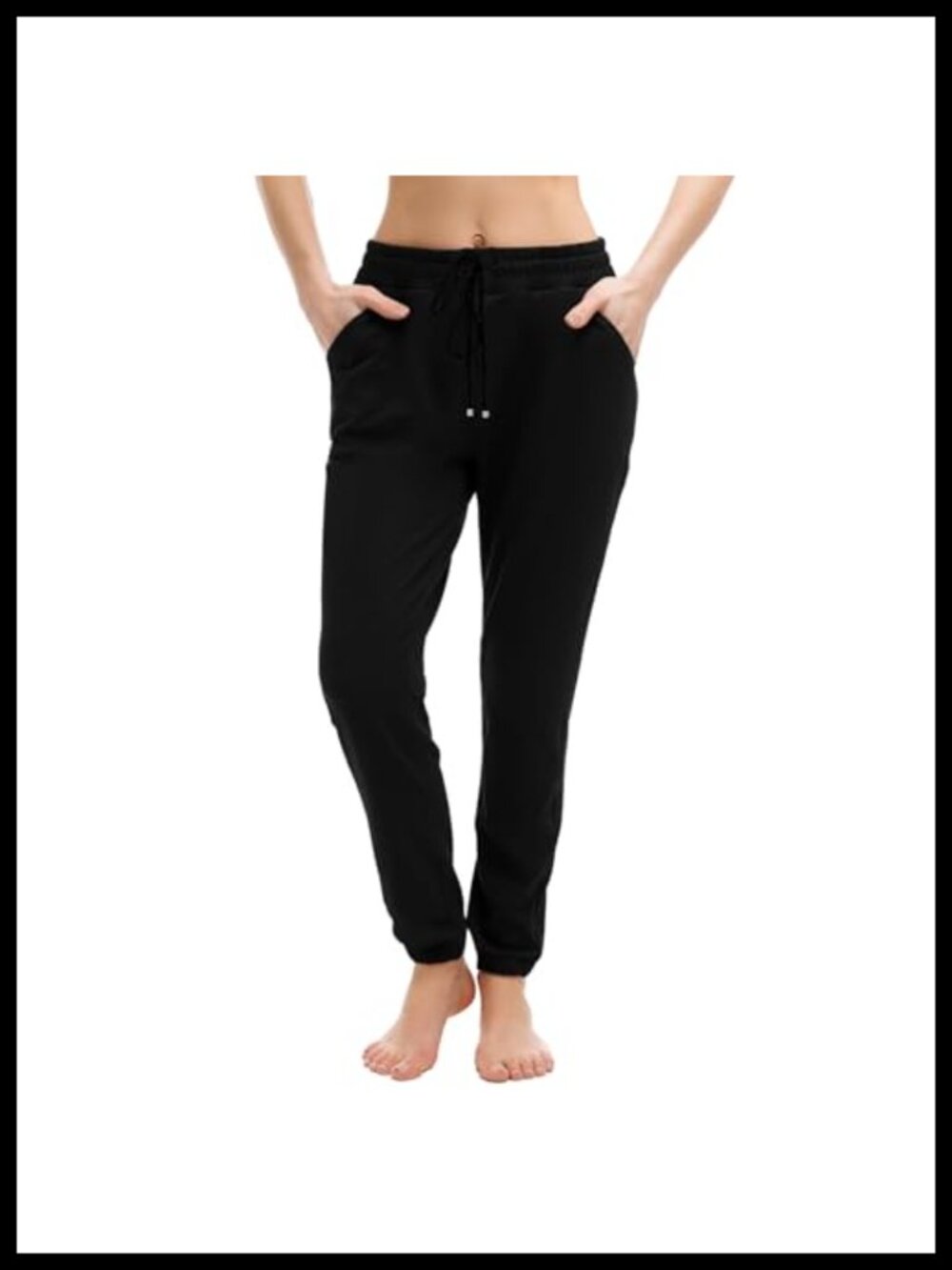 Womens Joggers with Pockets Drawstring Sweatpants Ankle Cuffed Slim Fit